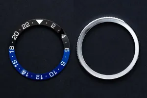 41.5mm Bezel Bundle - Diver Ceramic Batman GMT Bezel Insert (Black & Blue - Type B) & Silver Bezel