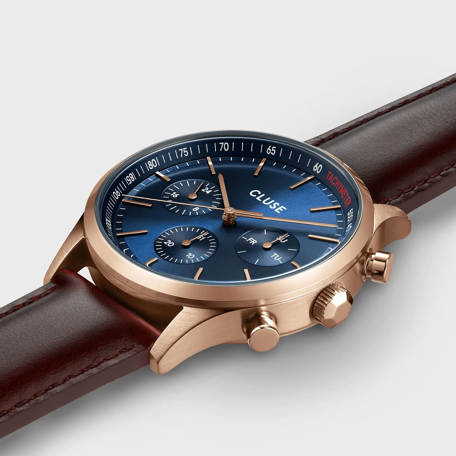 Anthéor Multifunction Watch Leather Blue, Rose Gold Colour