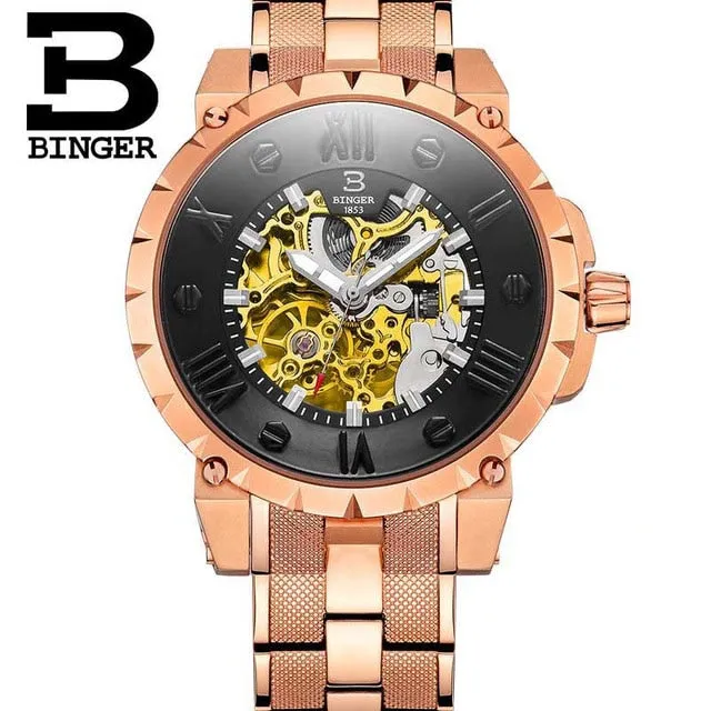 Binger Swiss Skeleton Robust Mechanical Watch B 5032