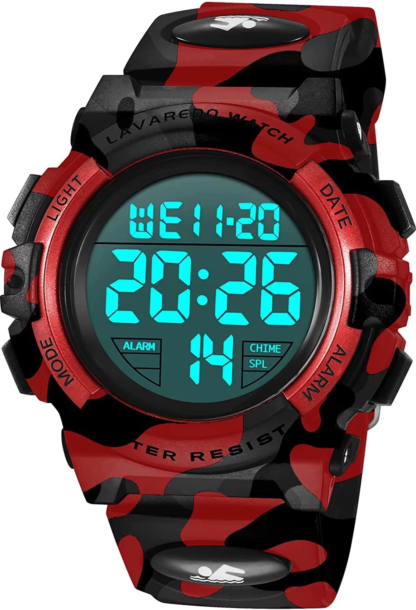 Boy's Digital Sport Outdoor Waterproof LED Wrist Watch with Stopwatch