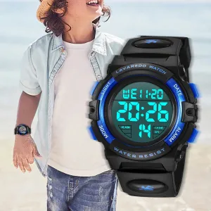 Boy's Digital Sport Outdoor Waterproof LED Wrist Watch with Stopwatch