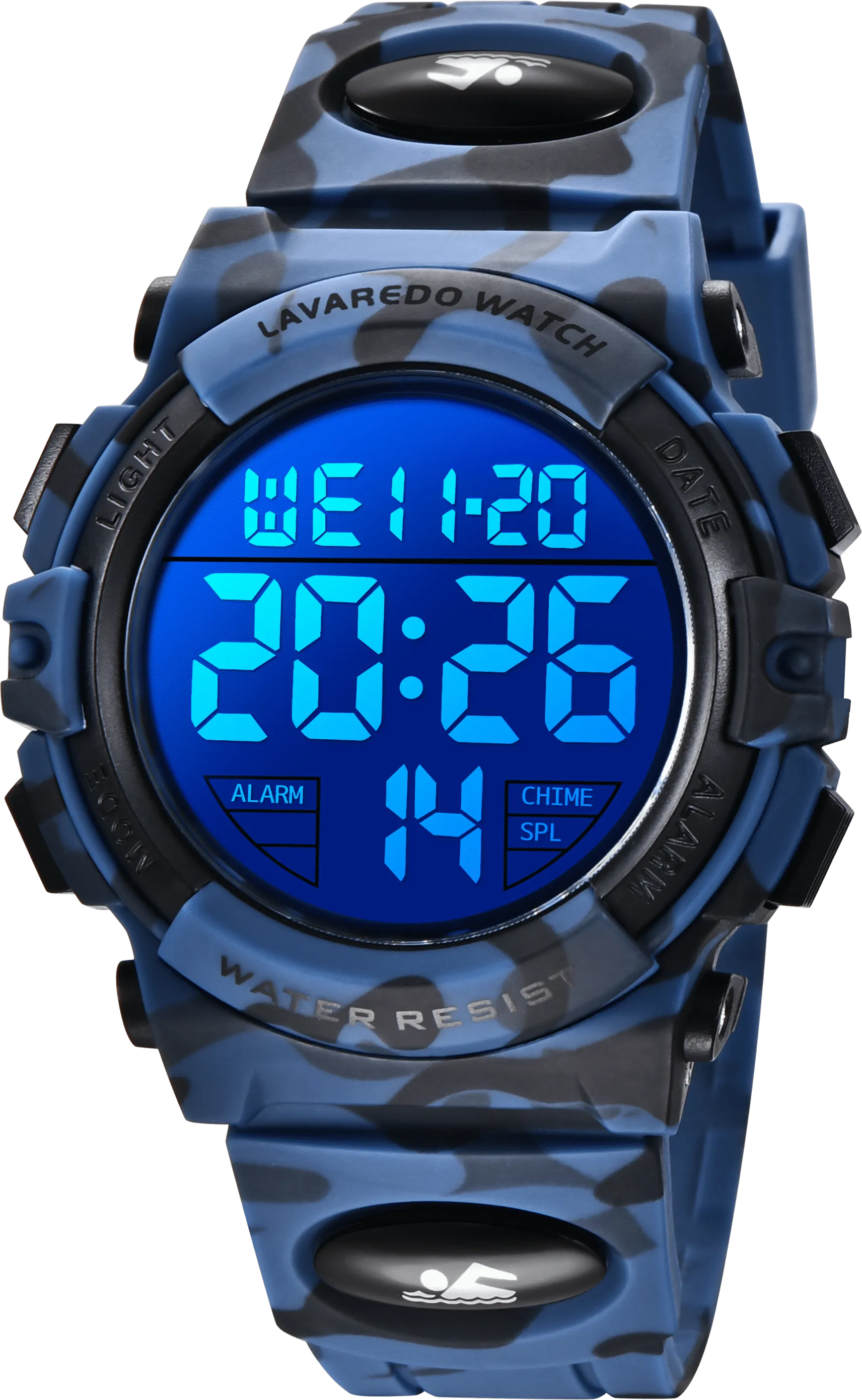 Boy's Digital Sport Outdoor Waterproof LED Wrist Watch with Stopwatch