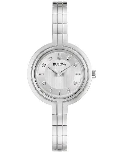 Bulova Rhapsody Women's White Dial Silver Diamond Watch 96P214