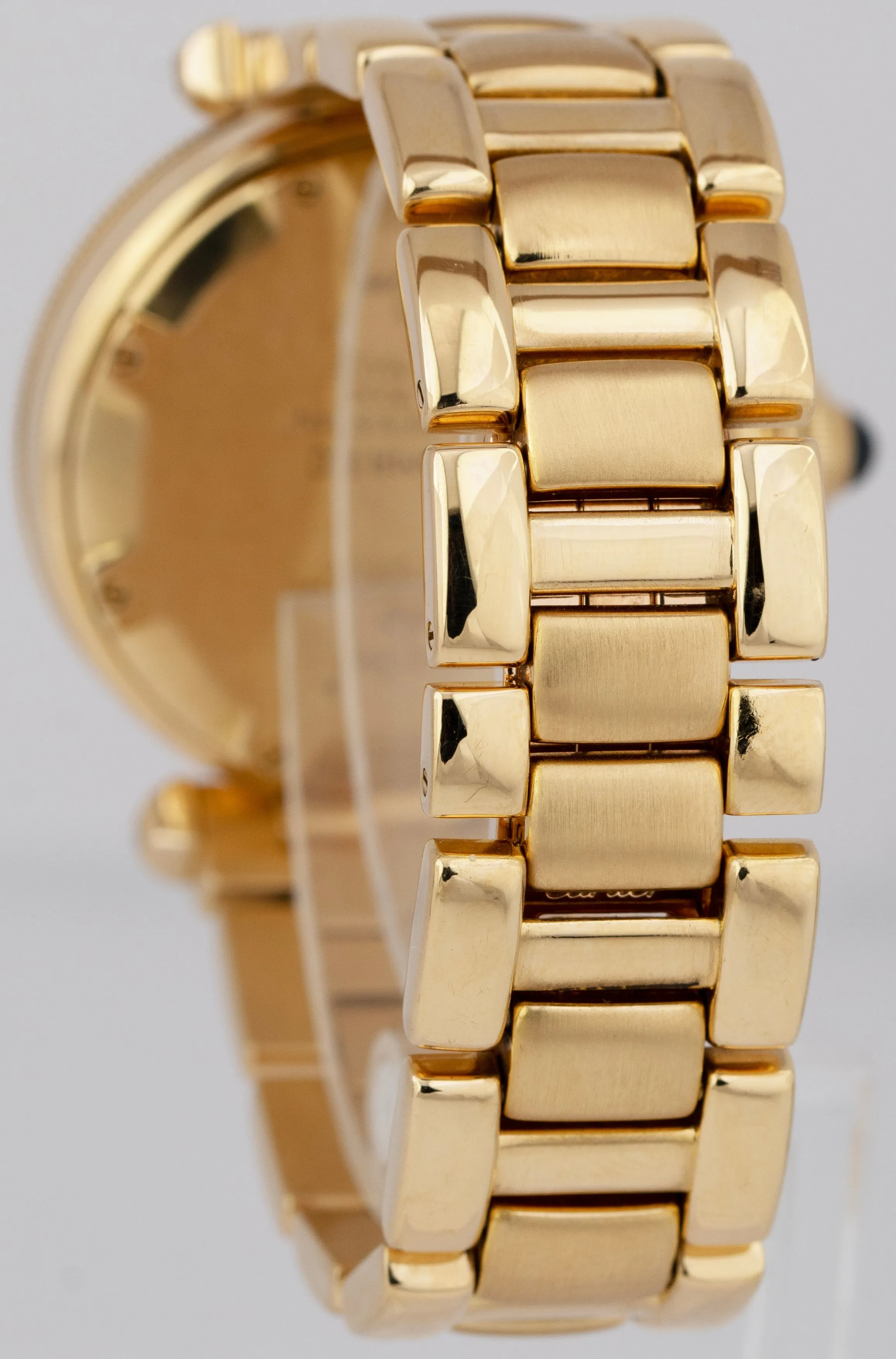 Cartier Pasha Silver Guilloche Dial Yellow Gold Automatic Swiss 35mm Watch 1035