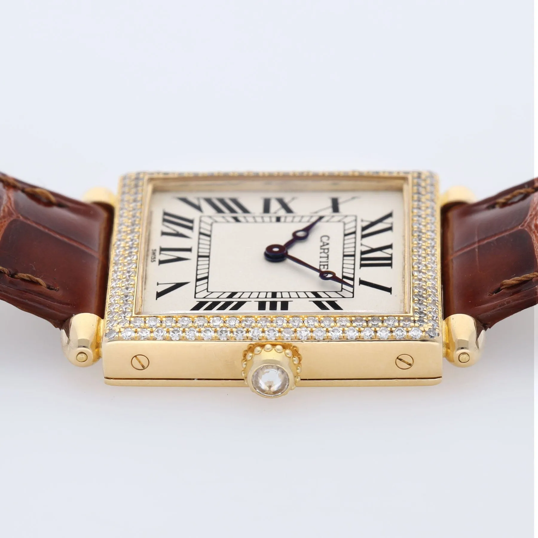 Cartier Tank Obus 1630 Yellow Gold Diamond Bezel Cartier Service