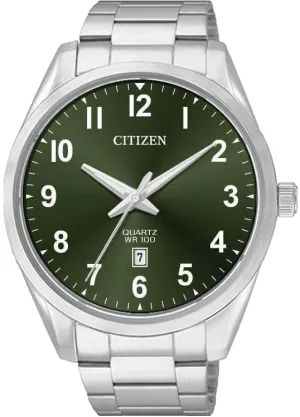 Citizen Quartz Movement Stainless Steel Green Dial with Date Watch BI1031-51X