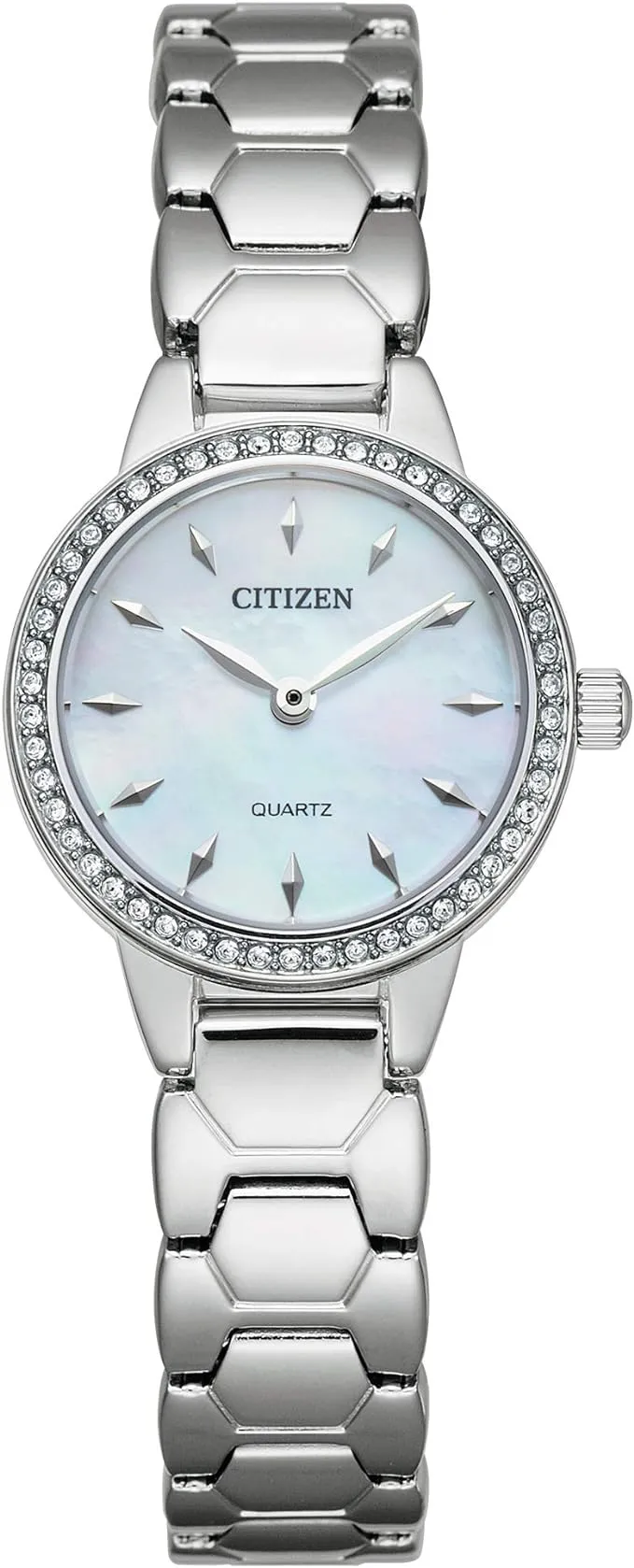 Citizen Quartz Stainless Watch with Crystals and Mother of Pearl EZ7010-56D