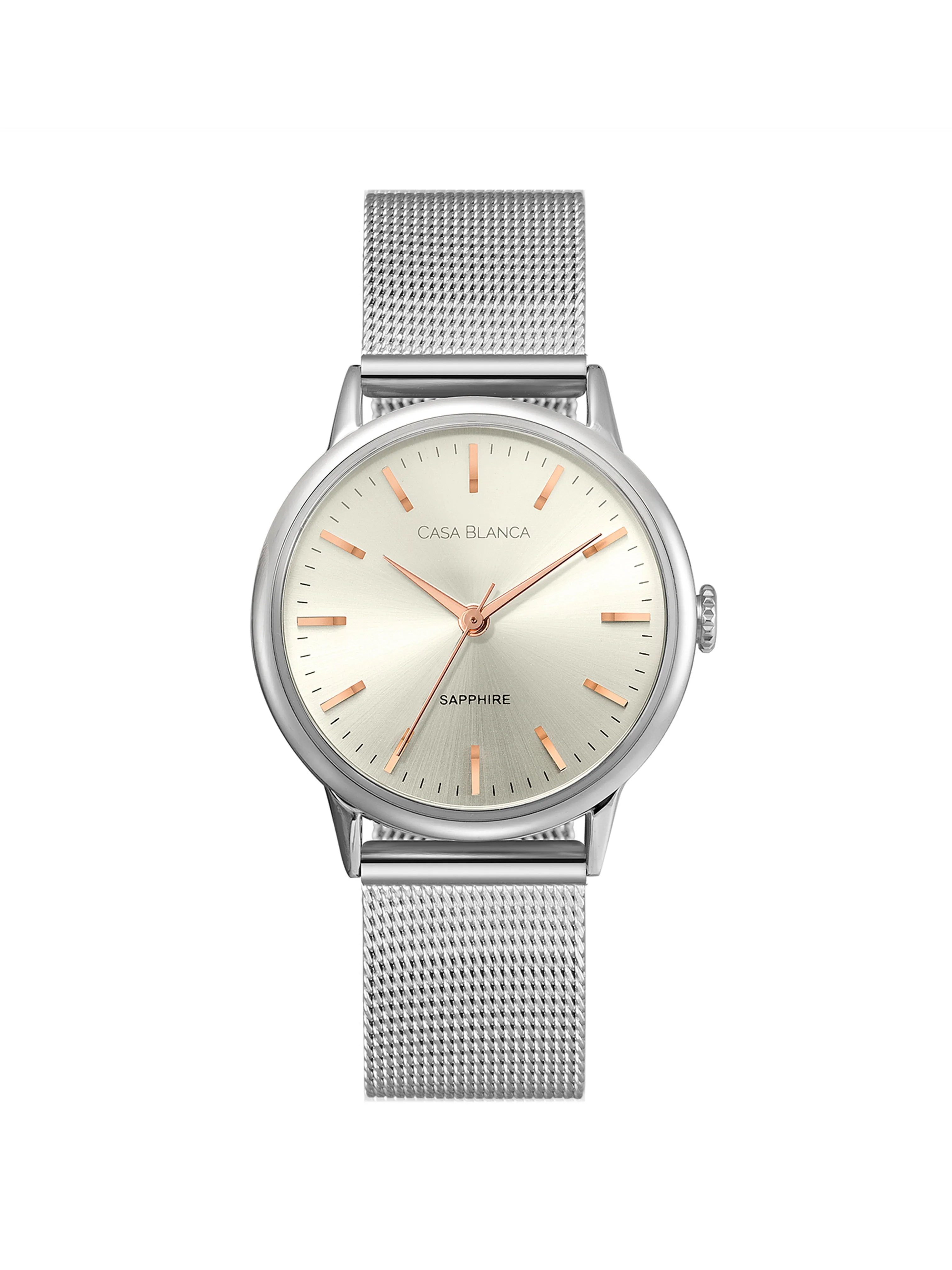 Crystal Silver Watch | Silver Mesh Strap