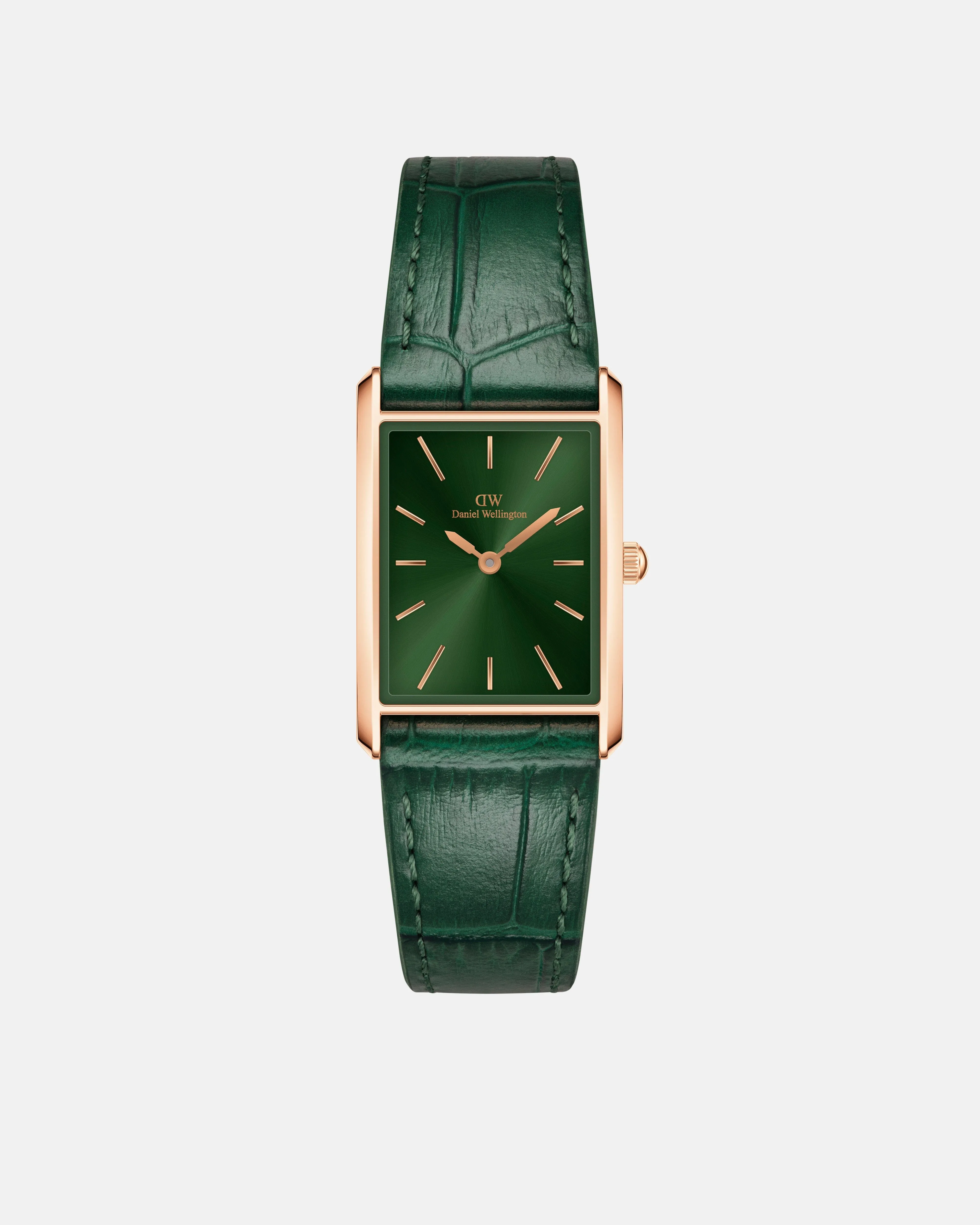 Daniel Wellington Bound 32x22 Green Croc Leather RG Emerald Sunray Watch