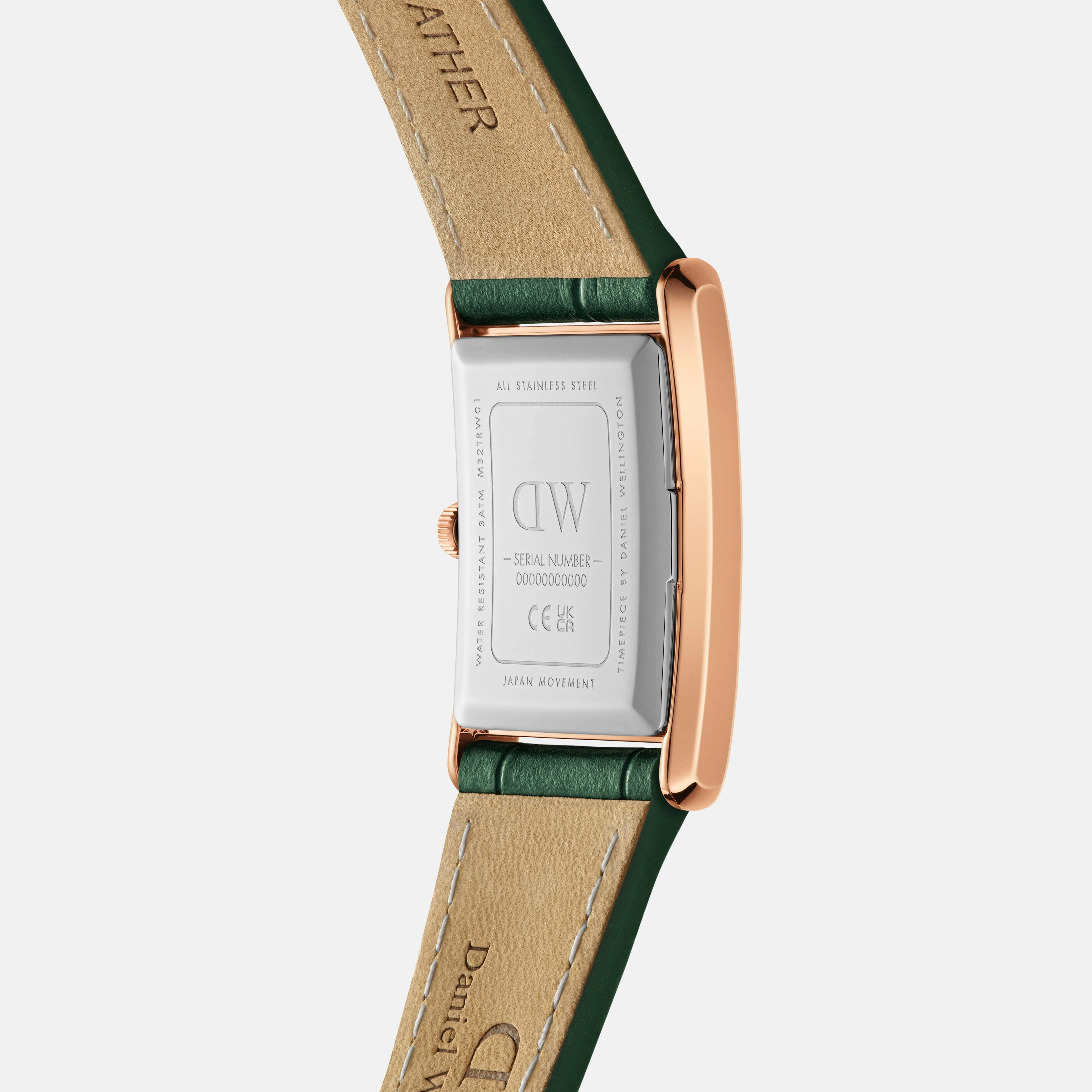 Daniel Wellington Bound 32x22 Green Croc Leather RG Emerald Sunray Watch