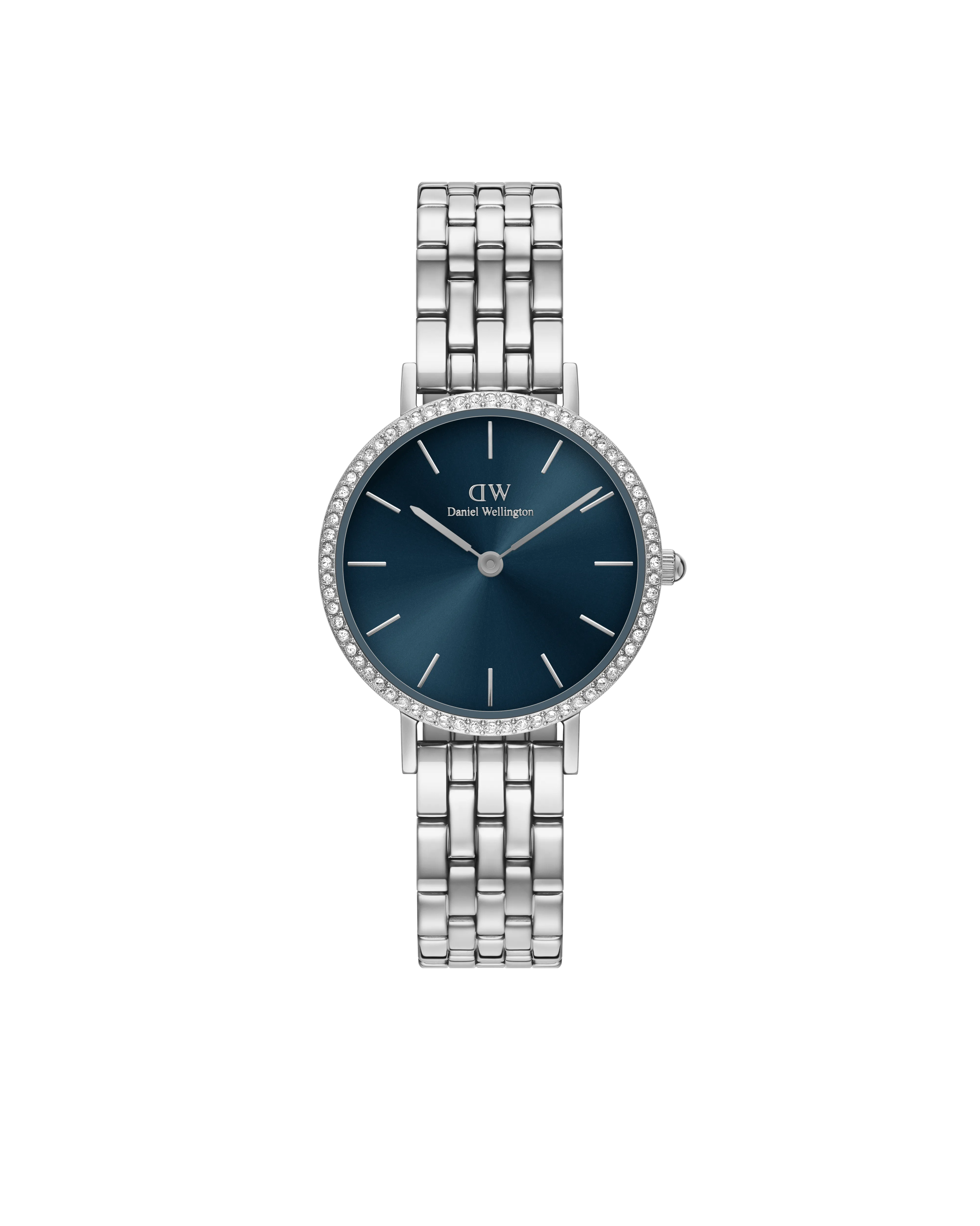 Daniel Wellington Petite 28 Bezel 5-Link Arctic Sunray Silver Watch