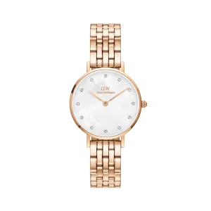 Daniel Wellington Petite Lumine 28 5-Link Rose Gold & Mother of Pearl White Watch