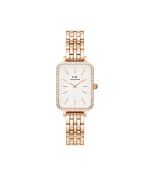 Daniel Wellington Quadro 20x26 Bezel 5-Link White & Rose Gold Watch