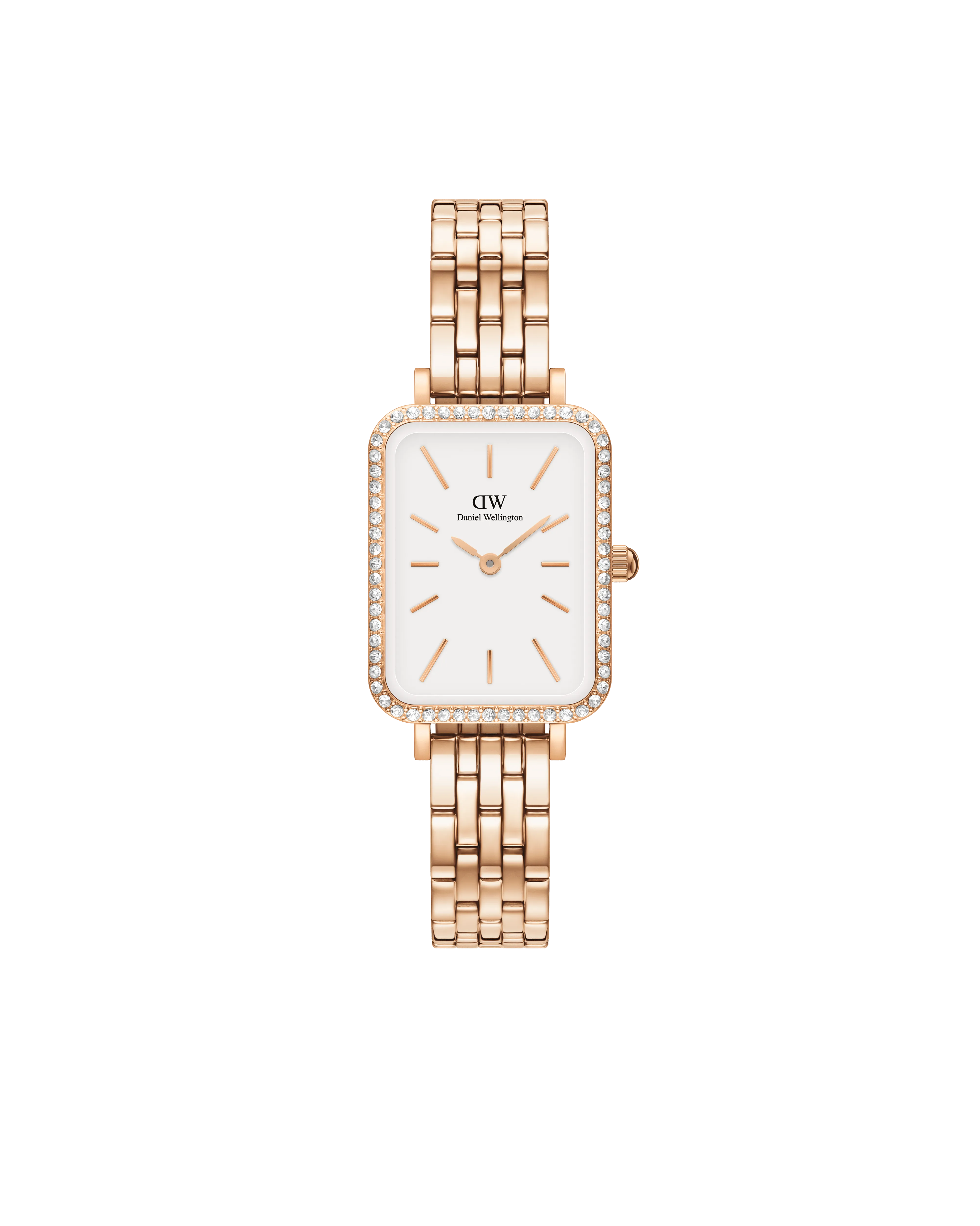 Daniel Wellington Quadro 20x26 Bezel 5-Link White & Rose Gold Watch