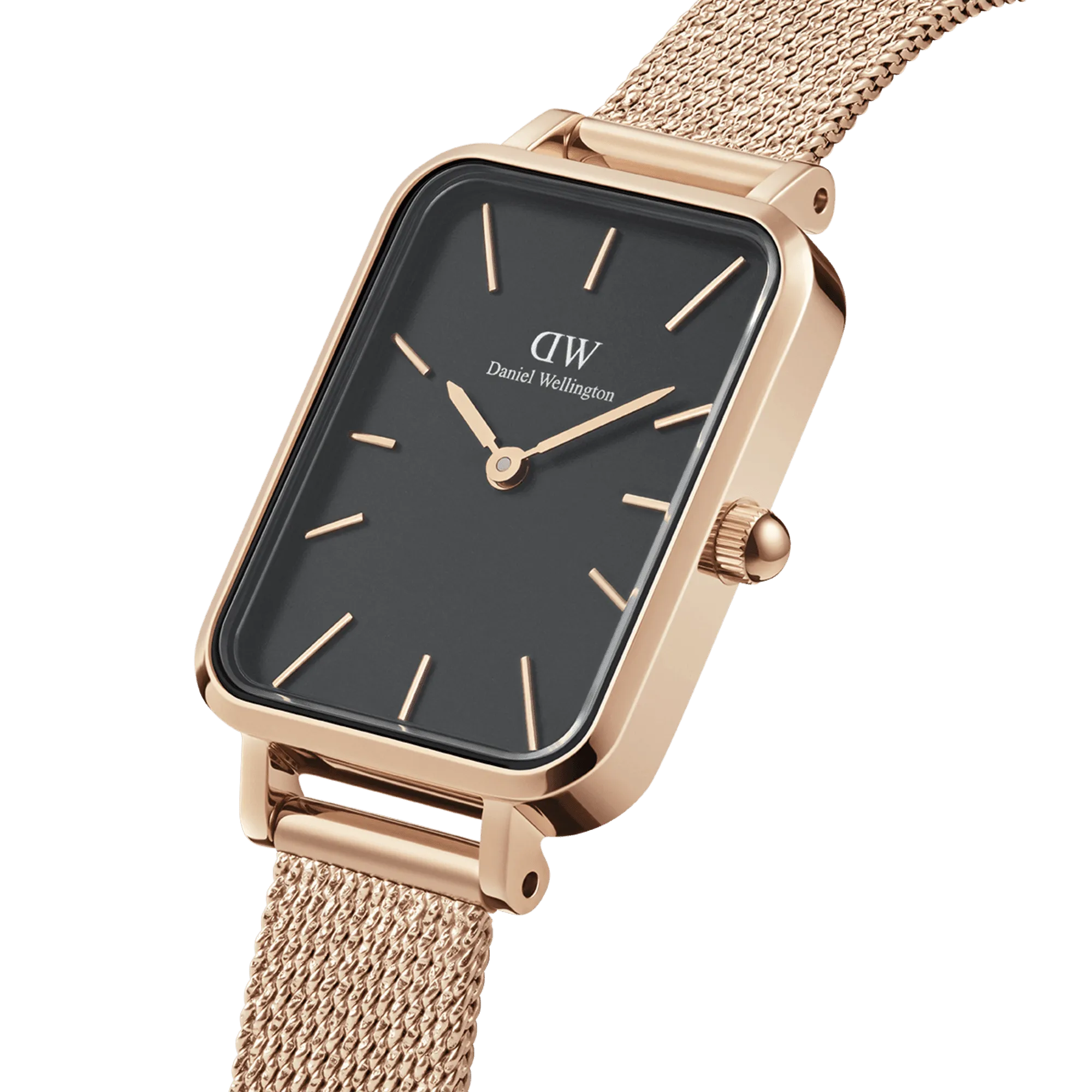 Daniel Wellington Quadro 20X26 Pressed Melrose Rose Gold & Black Watch