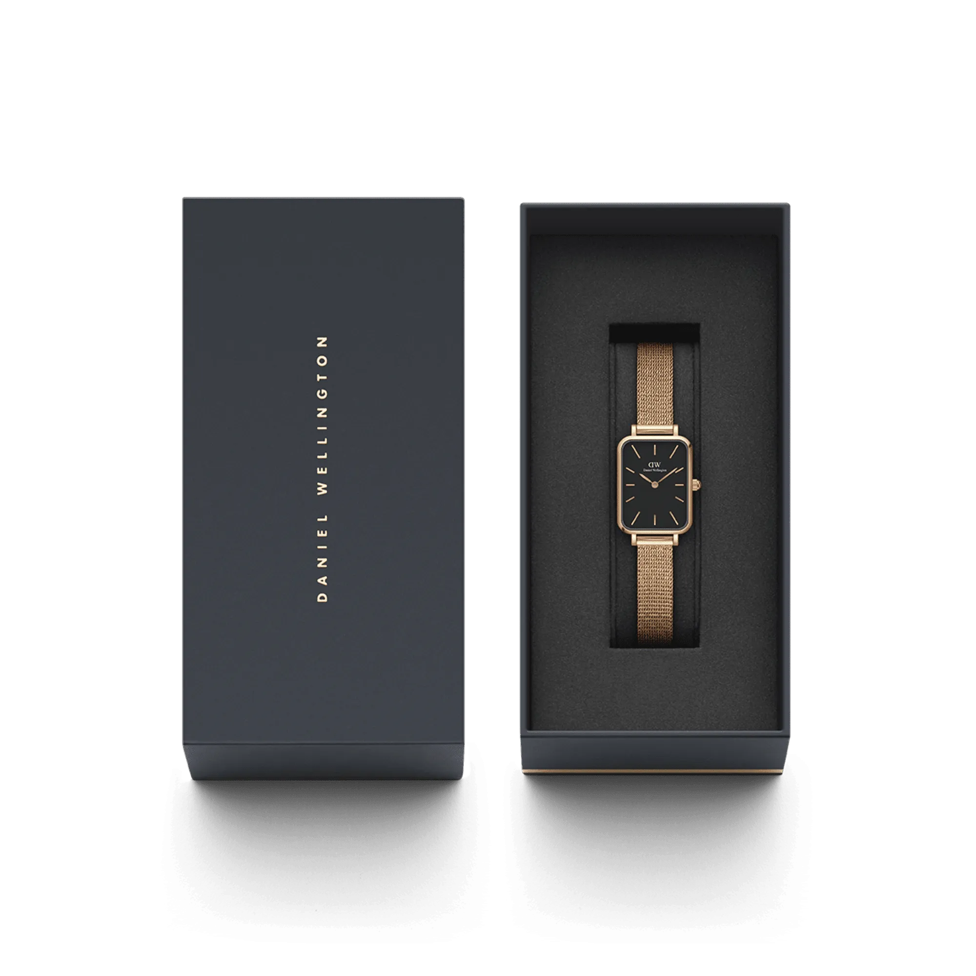 Daniel Wellington Quadro 20X26 Pressed Melrose Rose Gold & Black Watch