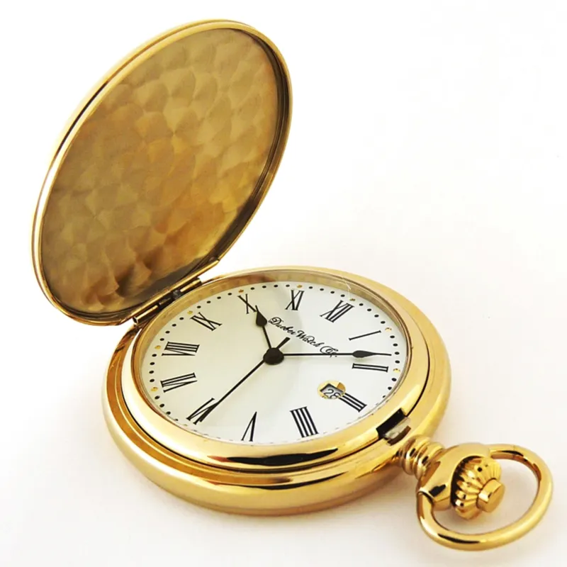 Dueber 412-210 Pocket Watch with Swiss Made Movement, Gold Plated Steel Case