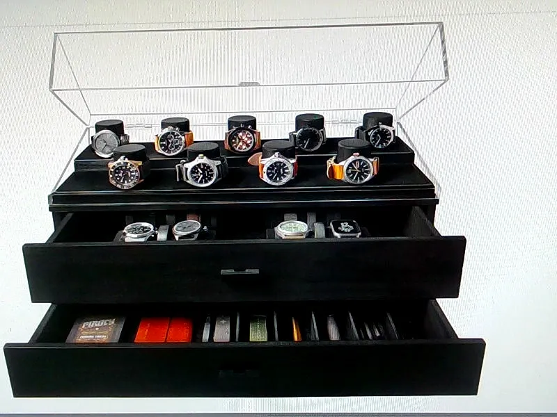 Elegant Black Watch Storage Case with Display for 17 Watches