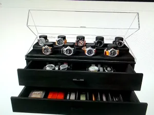 Elegant Black Watch Storage Case with Display for 17 Watches