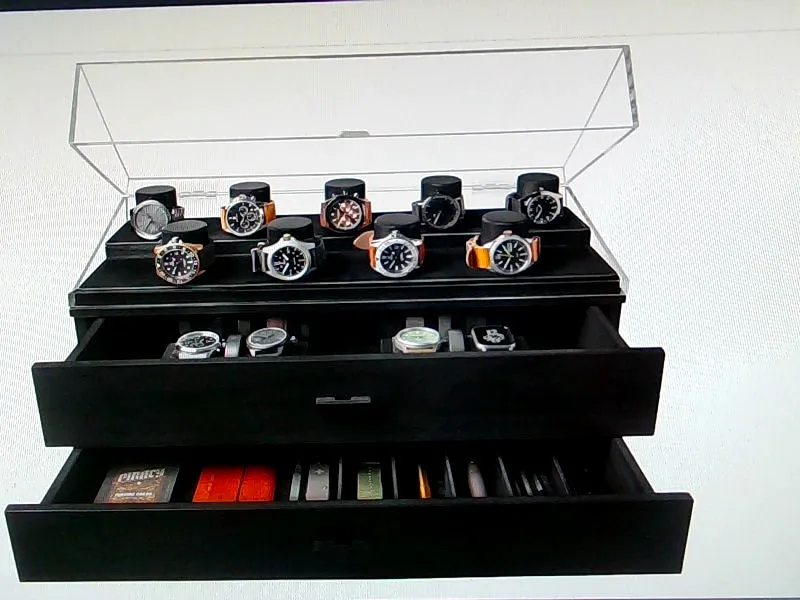 Elegant Black Watch Storage Case with Display for 17 Watches