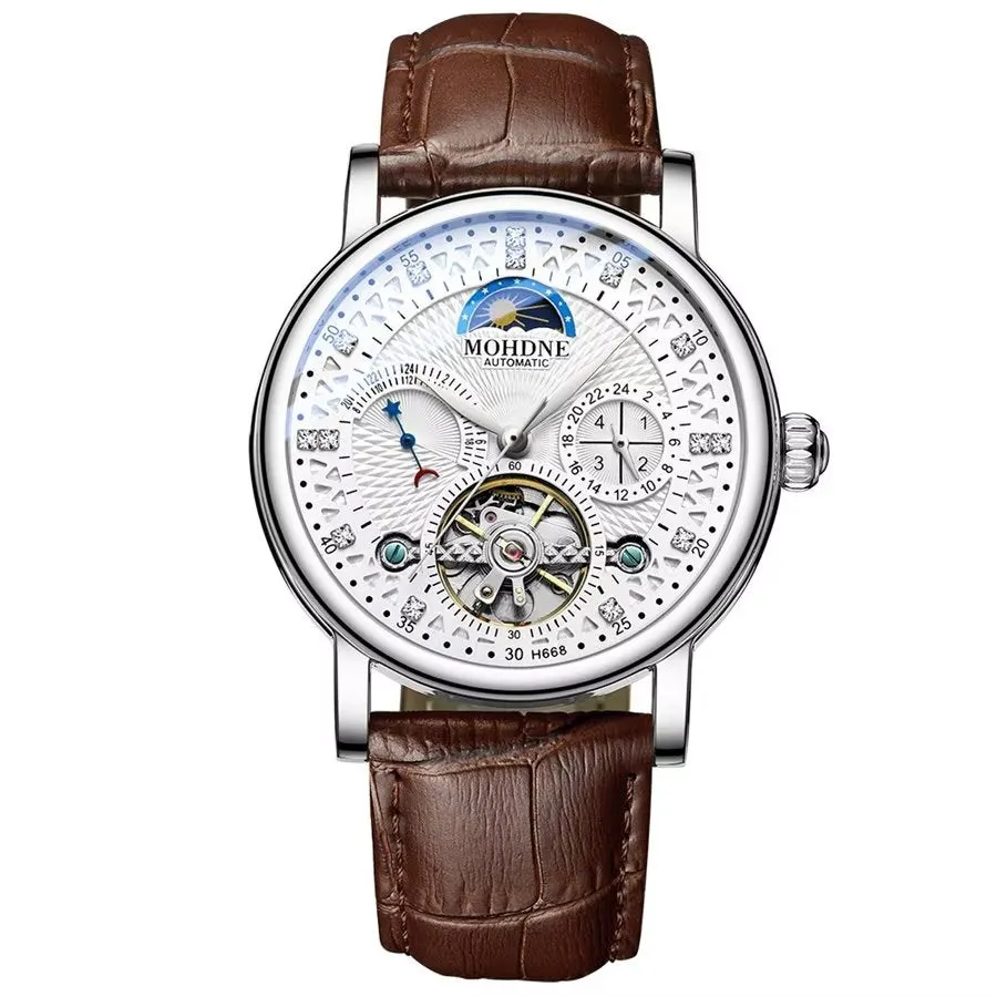 Elegant Leather Quartz Round Watch