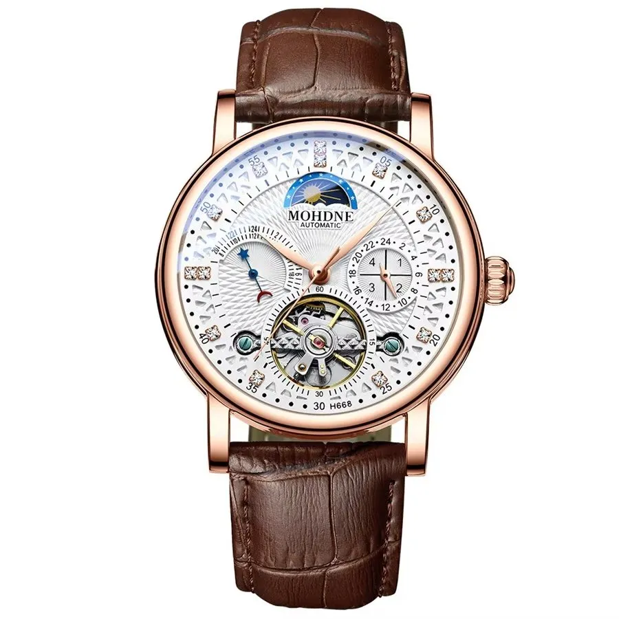 Elegant Leather Quartz Round Watch