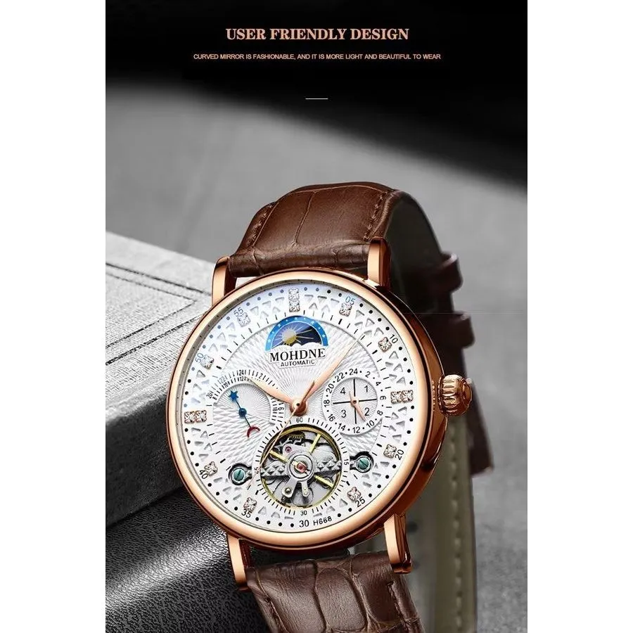 Elegant Leather Quartz Round Watch