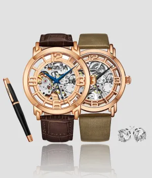 Elegant Men’s and Women’s Winchester Automatic Set includes a Signature Pen and Stud Earrings