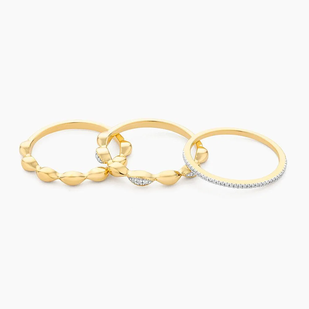 Ella Stein Oval Triple Stackable Ring Set in Gold - Size 5