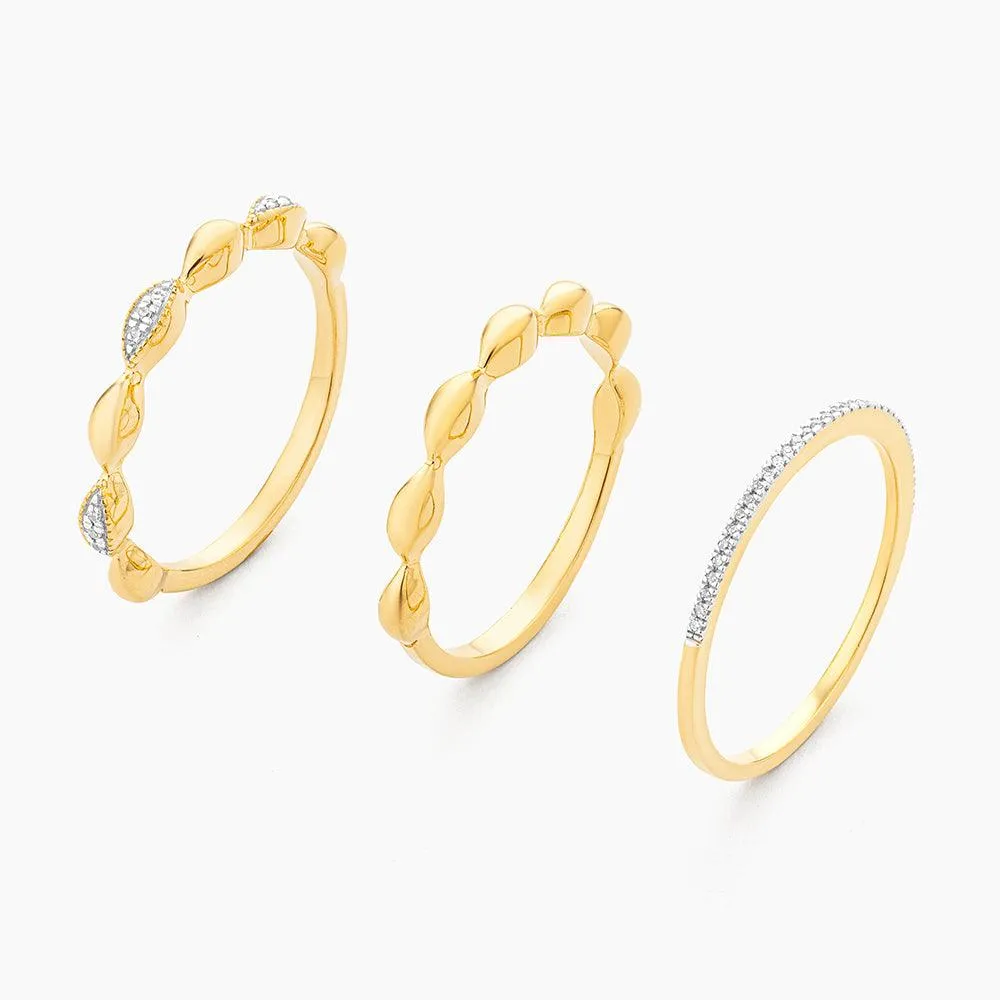 Ella Stein Oval Triple Stackable Ring Set in Gold - Size 7