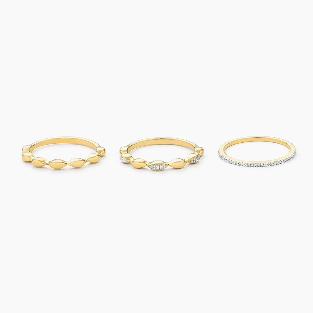 Ella Stein Oval Triple Stackable Ring Set in Gold - Size 7