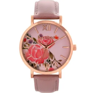 Ellis & Co Holly Floral Dial Rose Leather Band