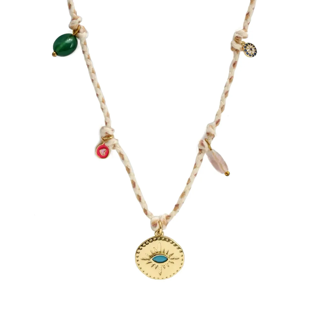 Evil Eye Handmade Colourful Braided Charm Tassel Necklace