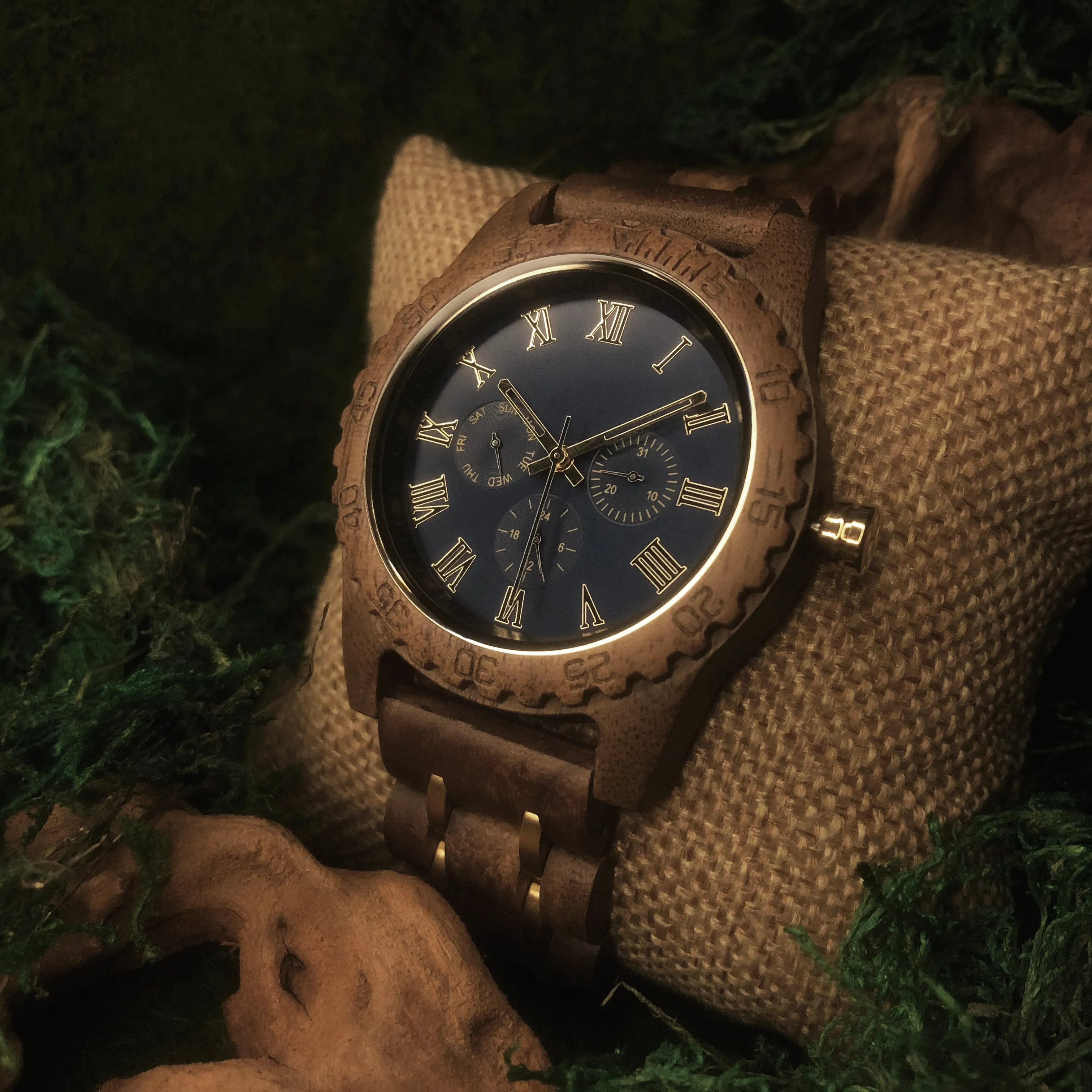 Expedition - Blue Face Walnut Chronograph