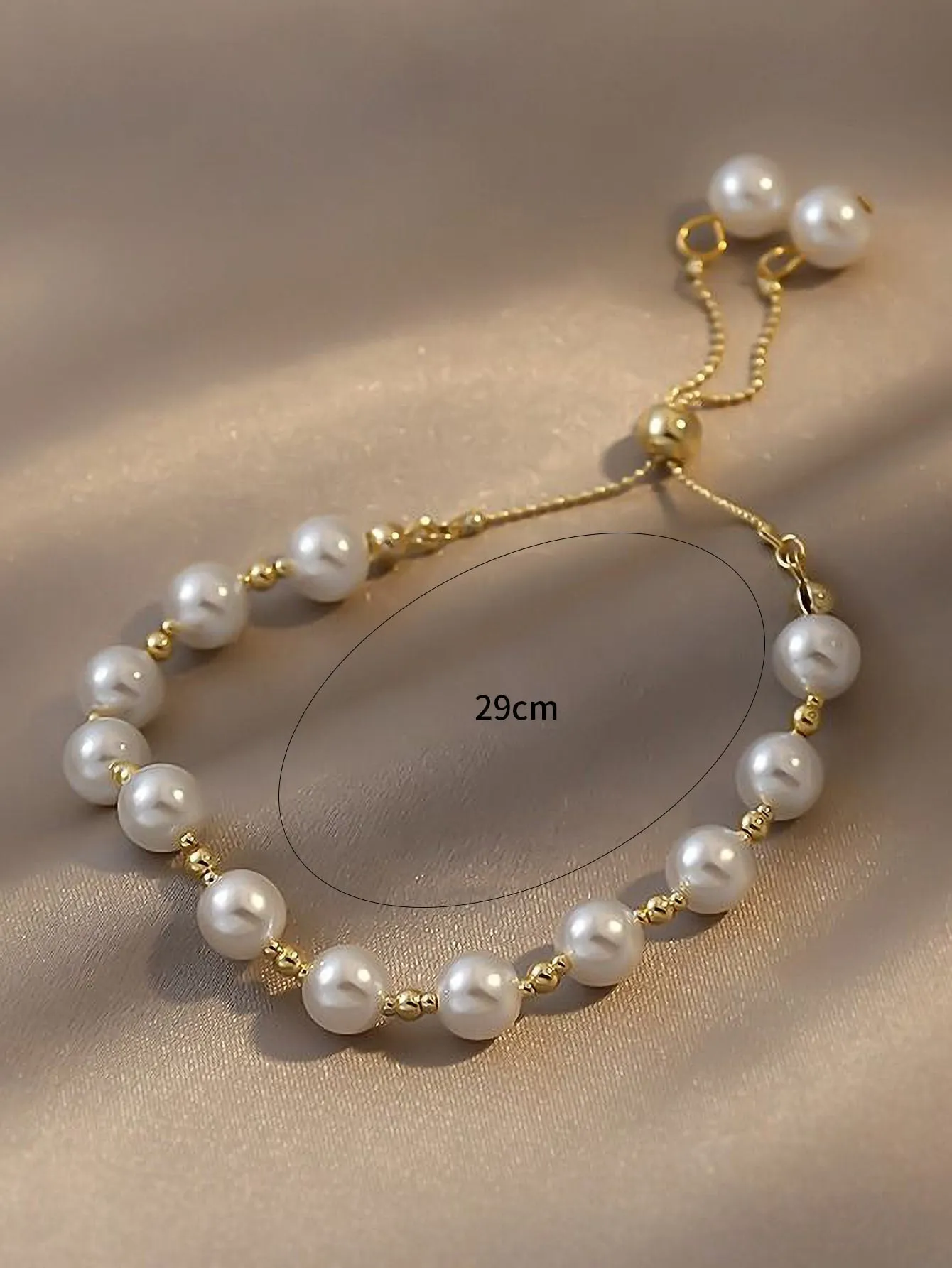 Faux Pearl Decor Beaded Bracelet Adjustable Fit Unique Bracelet Jewelry