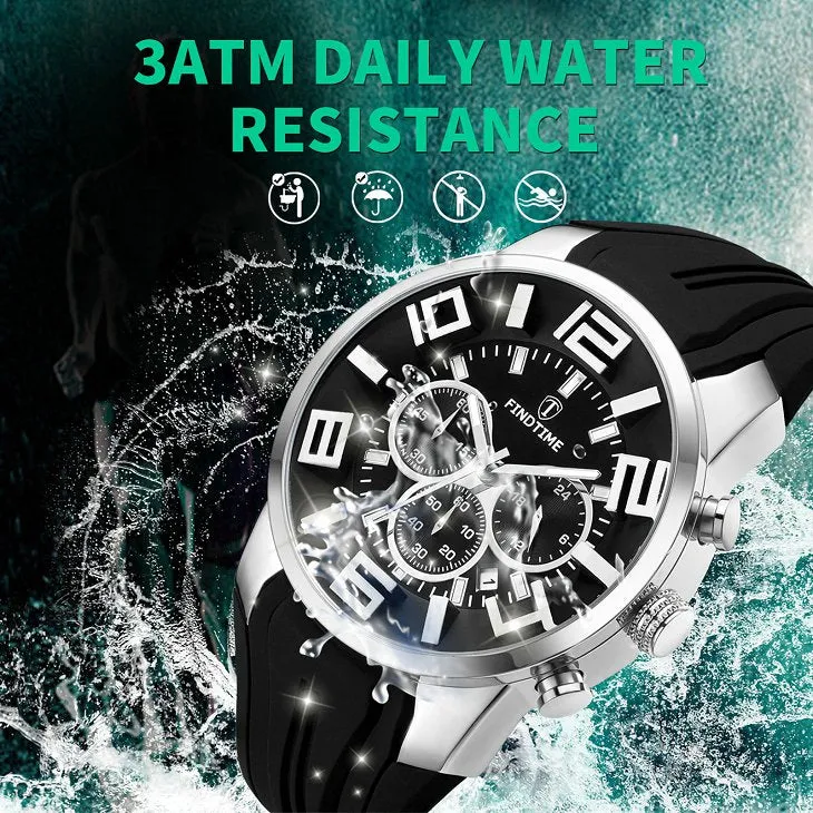 Findtime Men's Chronograph Watch with Luminous Unique Design Sport Watches Waterpoof Quartz Stopwatch