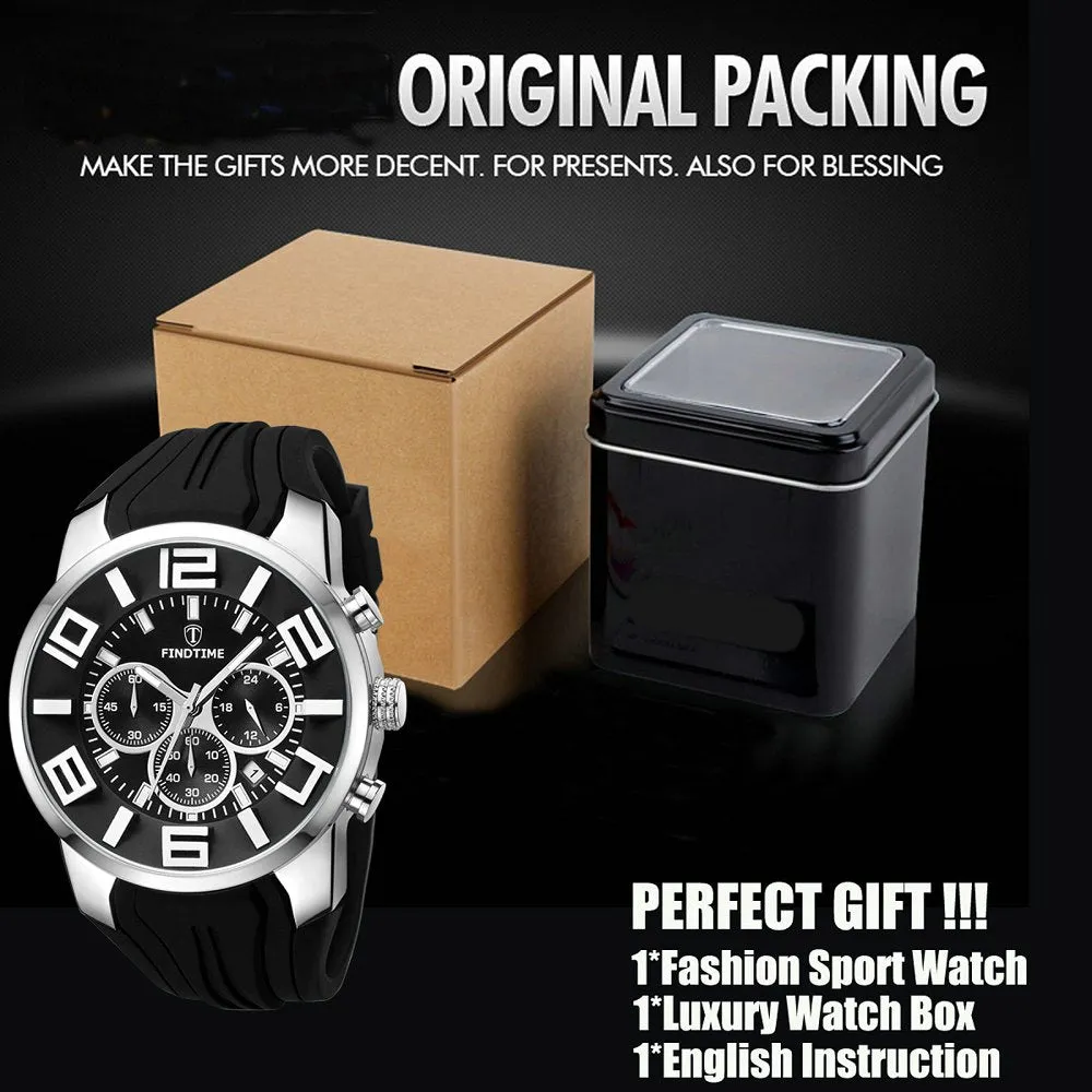 Findtime Men's Chronograph Watch with Luminous Unique Design Sport Watches Waterpoof Quartz Stopwatch