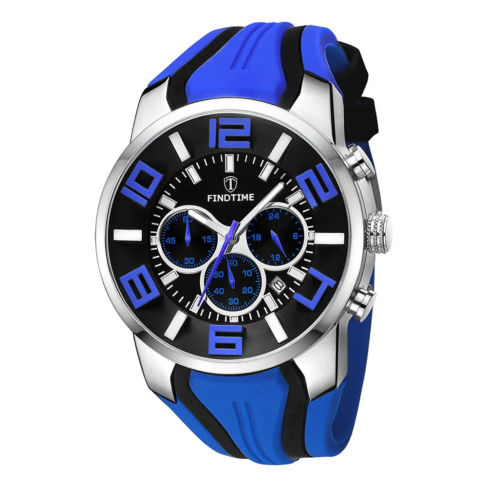 Findtime Men's Chronograph Watch with Luminous Unique Design Sport Watches Waterpoof Quartz Stopwatch