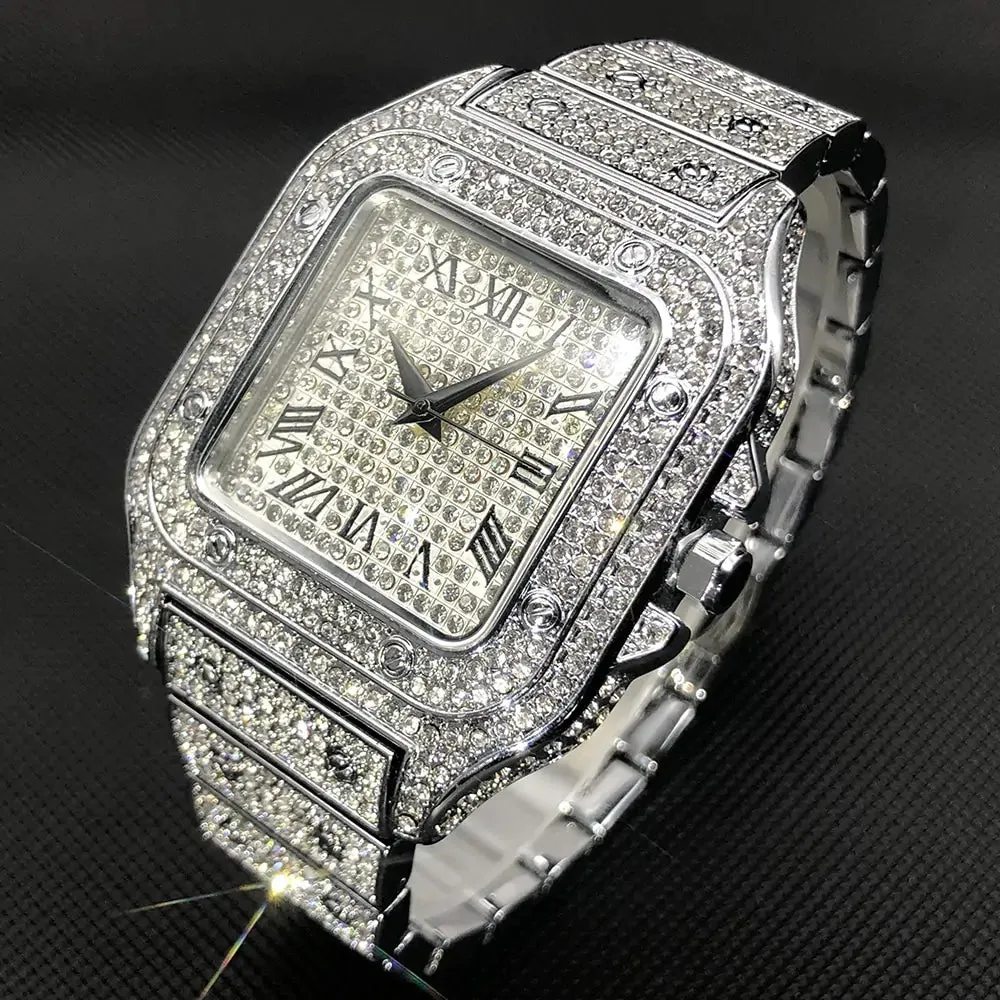 Full Diamond Men's Waterproof Watch