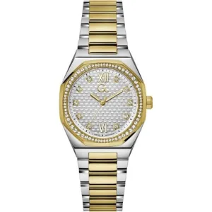 GC Ladies Coussin Sleek Lady Silver & Yellow Gold Watch Z25002L1MF