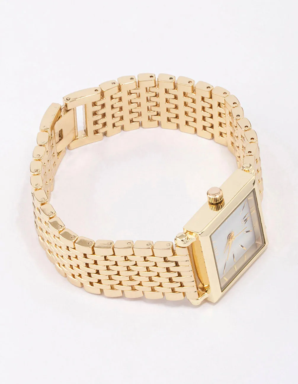 Gold & White Square Watch