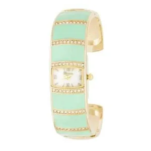 Gold Cuff Watch With Crystals - Mint