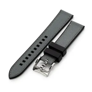 Grey Quick Release Sailcloth FKM Rubber Sports Watch Strap, 20mm