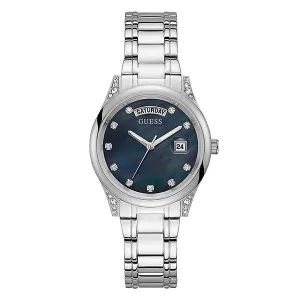 Guess Aura Silver Stainless Steel Blue Dial Quartz Watch for Ladies - GW0047L1