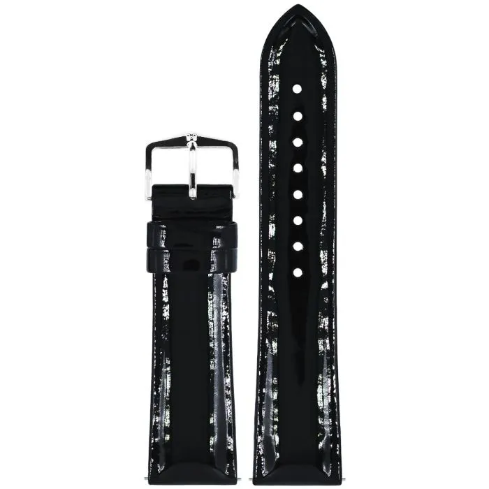 Hirsch DIVA Calf Watch Strap in BLACK SHINY