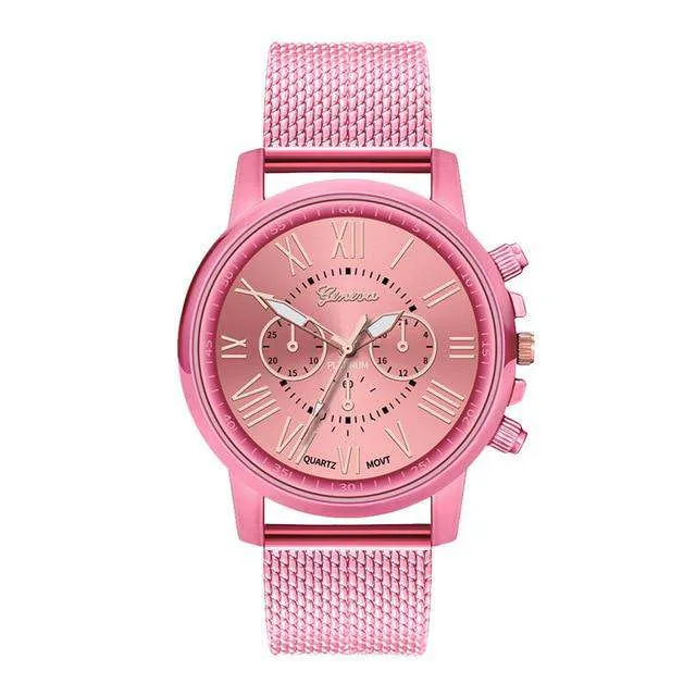 Hot Selling GENEVA Women's Casual Silicone Strap Quartz Watch Top Brand Girls Bracelet Clock WristWatch Women Relogio Feminino F