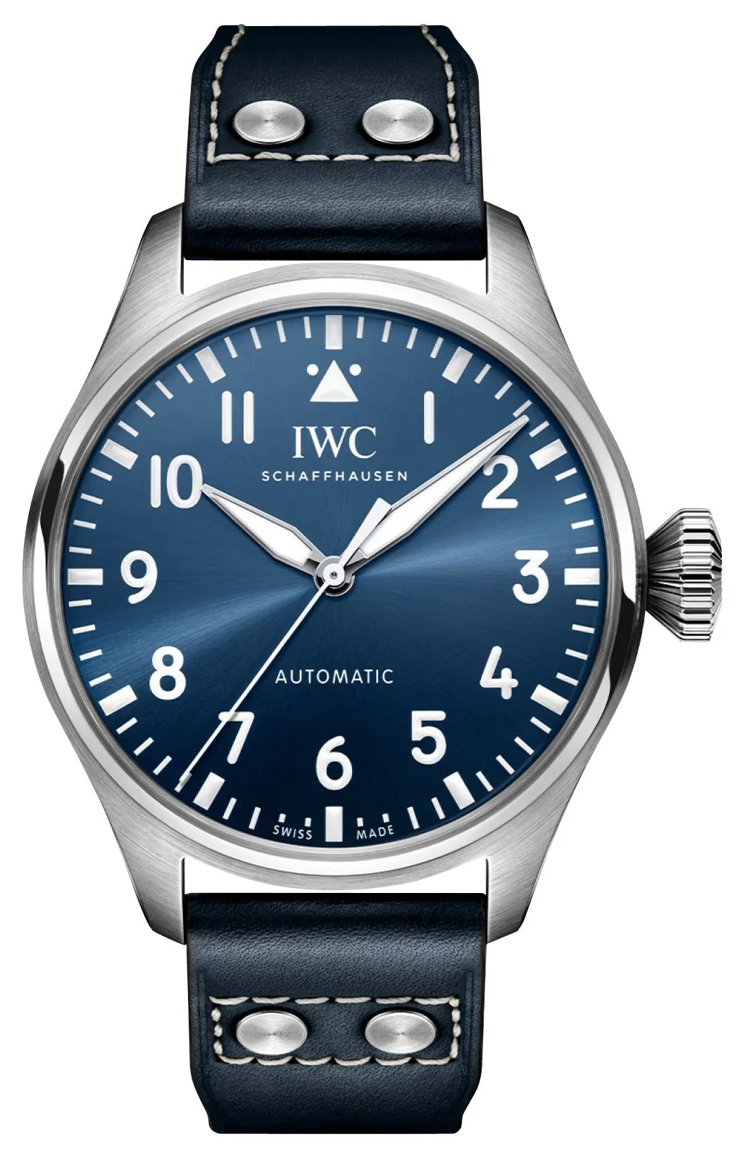 IWC Big Pilot Automatic Stainless Steel Blue Dial Blue Leather Strap Mens Watch IW329303