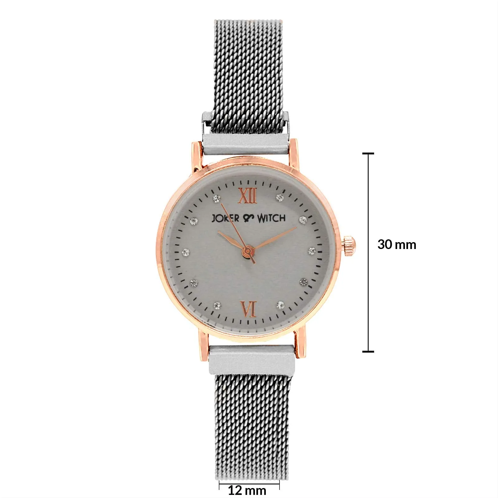 Joker & Witch Lexi Grey Mesh Strap Magnetic Watch for Women