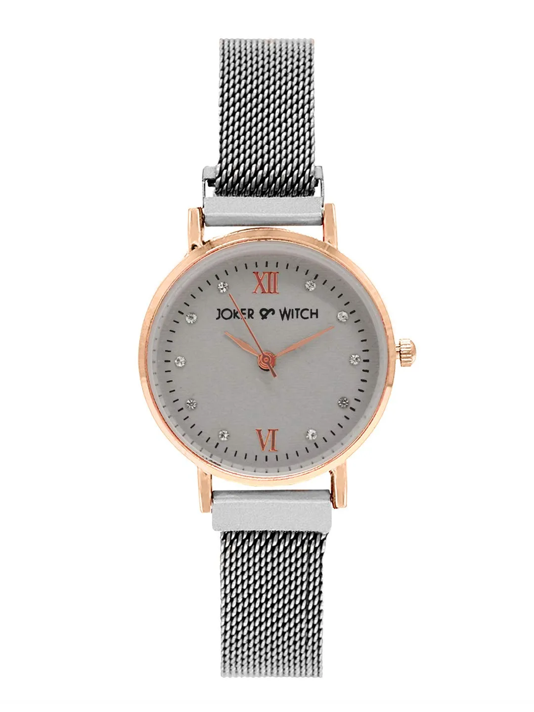 Joker & Witch Lexi Grey Mesh Strap Magnetic Watch for Women