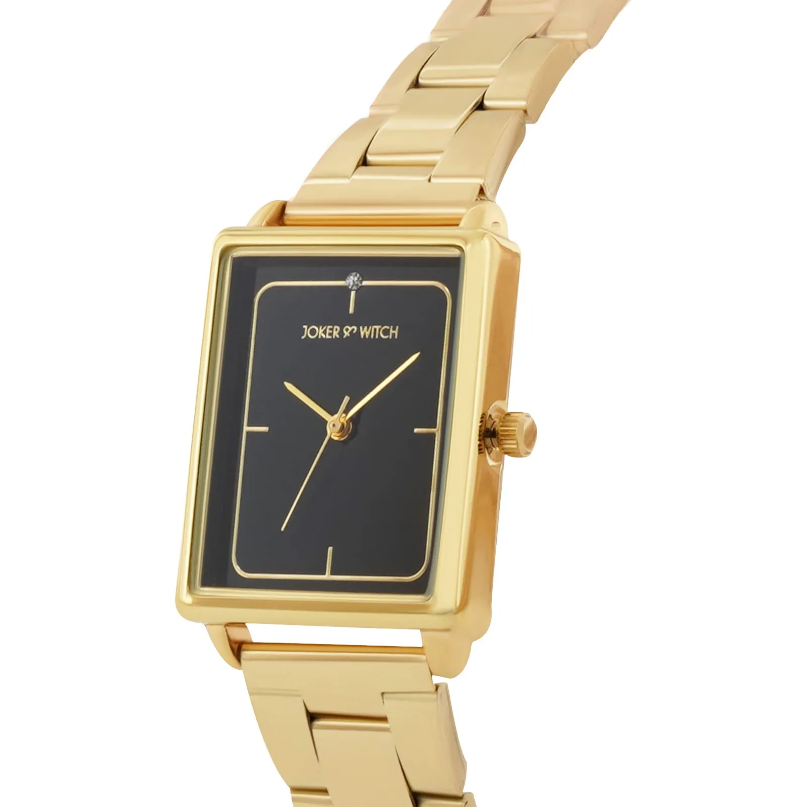 Joker & Witch Quad Black Dial Gold Stainless Steel Analogue Watch for Women